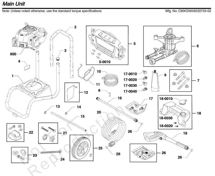 Craftsman Pressure Washer CMXGWAS020733 REV 02 Parts